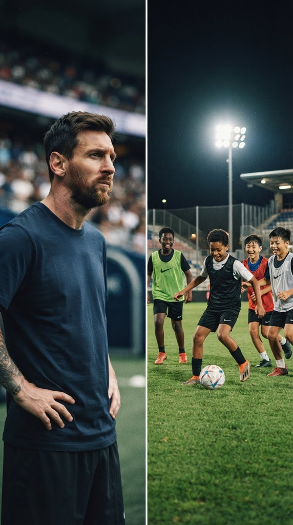 Lionel Messi represents the experience and influence of elite football as young talents such as Ibrahim Maza emerge in European football.